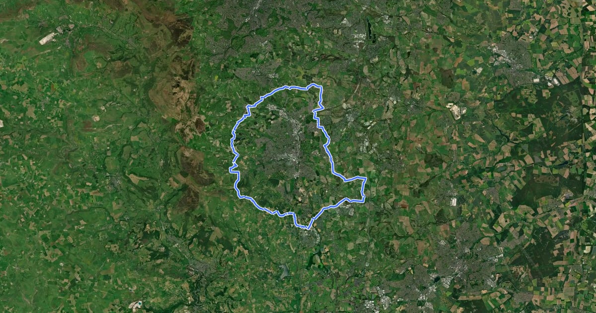 Маршрут Chesterfield Round Walk на спутниковом снимке