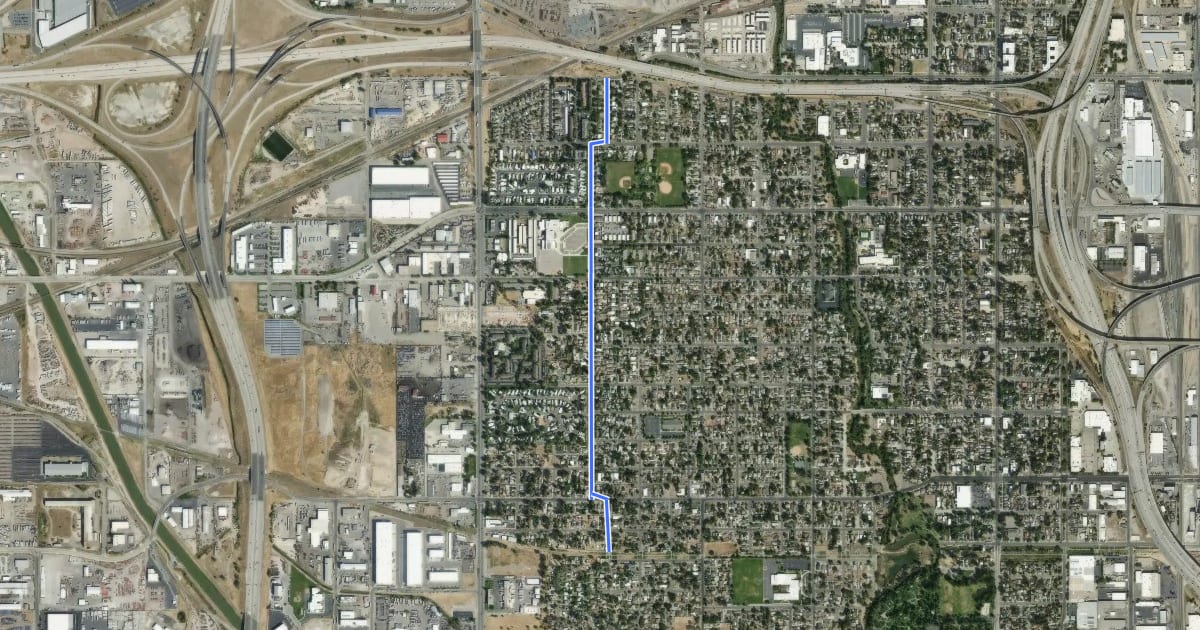 Маршрут Cheyenne St Neighborhood Byway на спутниковом снимке
