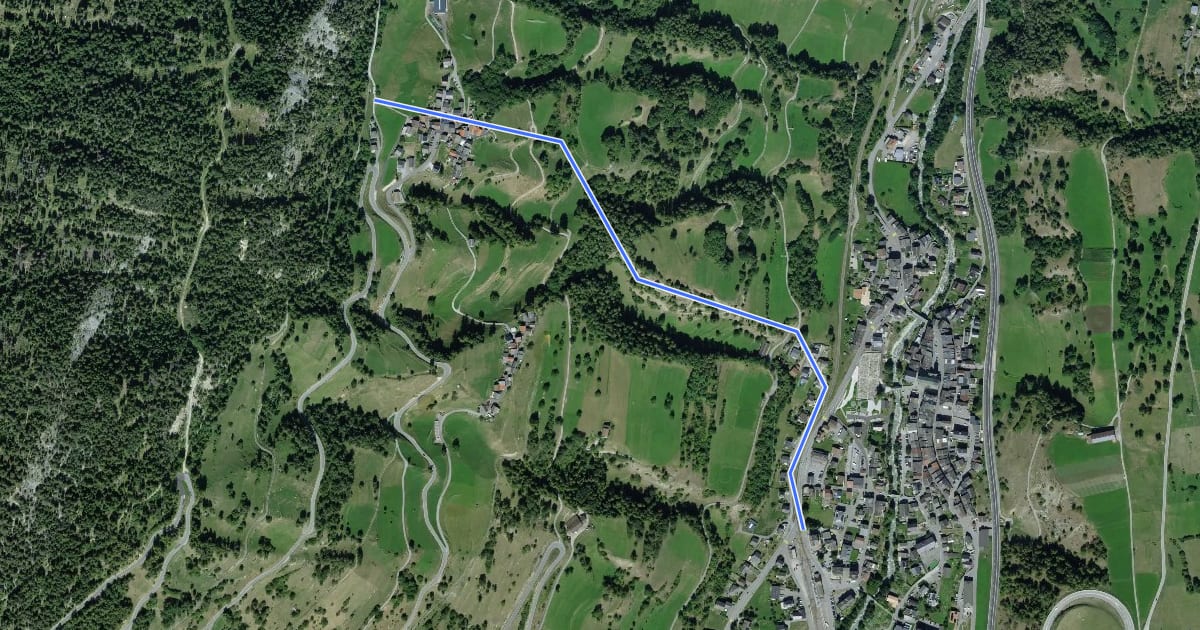 Маршрут Chez les Reuses > Orsières - Gare на спутниковом снимке