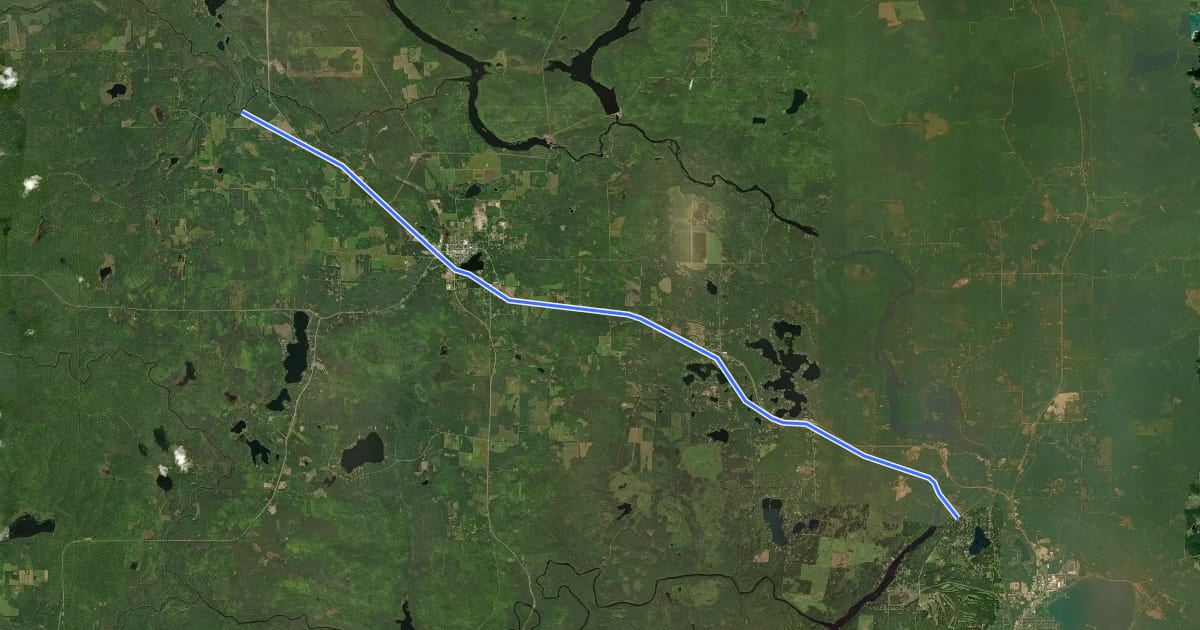 Маршрут Chicago And North Western RR на спутниковом снимке