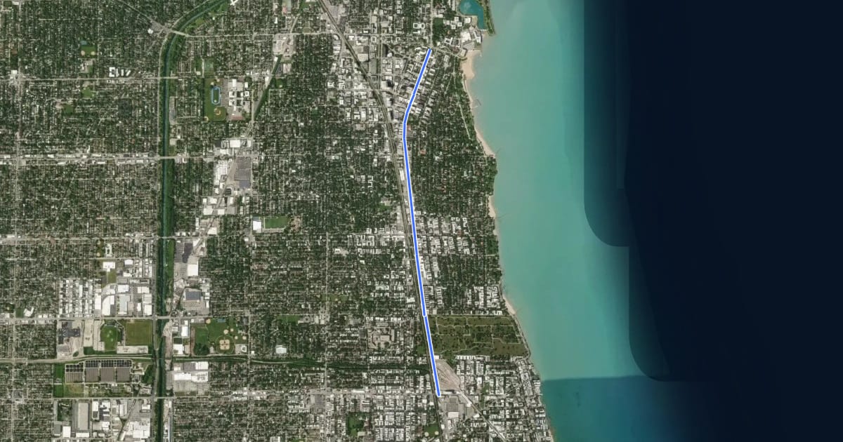 Маршрут Chicago Avenue на спутниковом снимке