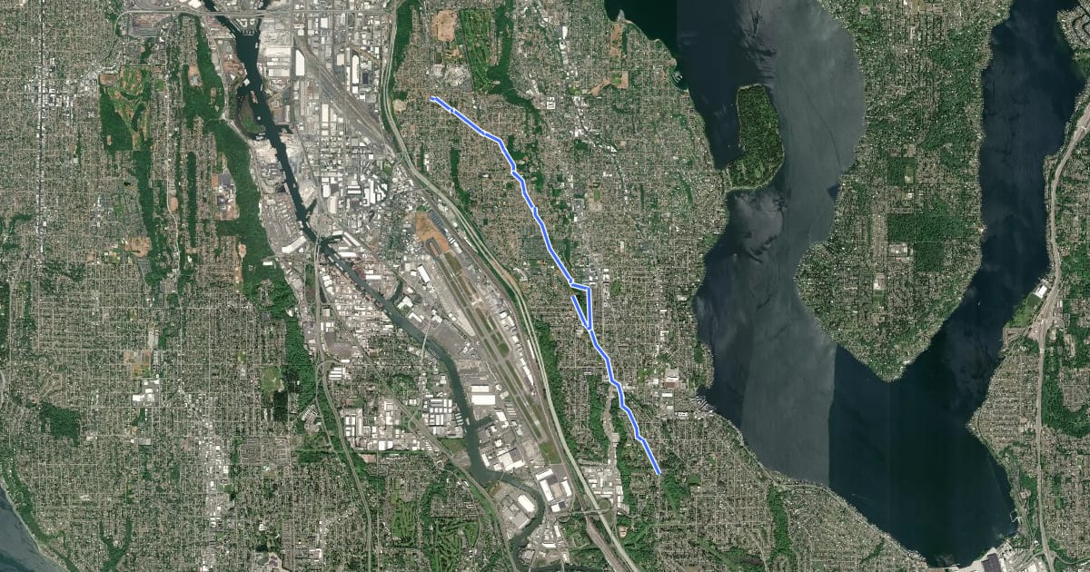 Маршрут Chief Sealth Trail на спутниковом снимке