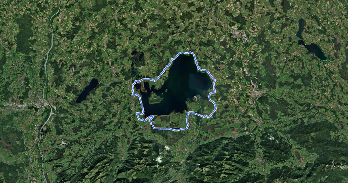 Маршрут Chiemsee Radweg на спутниковом снимке