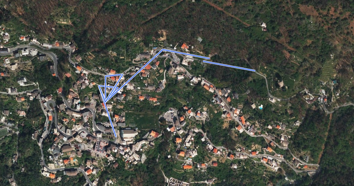 Маршрут Chiesa di Uscio – Prossimità passo dei Casetti (VM) на спутниковом снимке