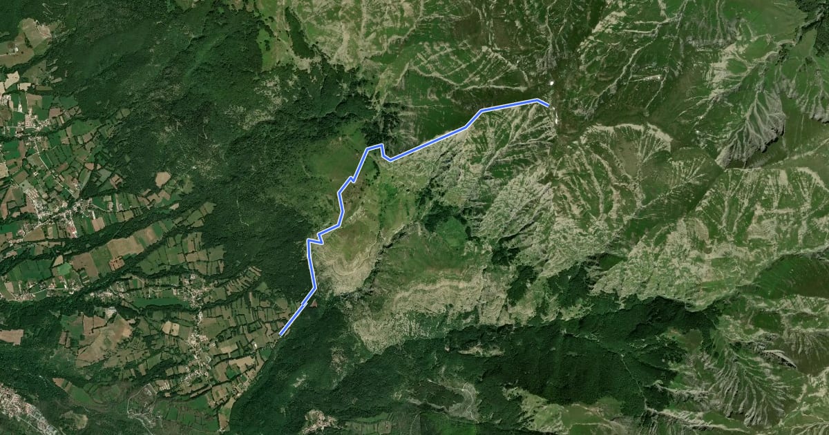 Маршрут Chiesa medioevale di San Martino - La Croce - Fonte Moro - Monte Cima Lepri на спутниковом снимке