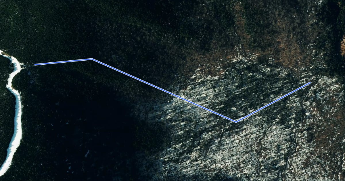 Маршрут Chilcoot Pass Trail на спутниковом снимке