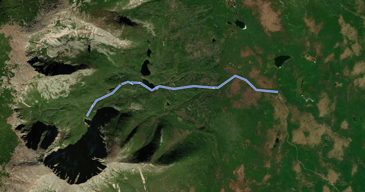 Маршрут Chimney Pond Trail на спутниковом снимке
