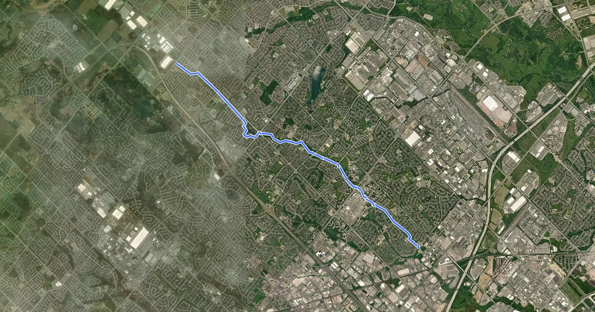 Маршрут Chinguacousy Trail на спутниковом снимке