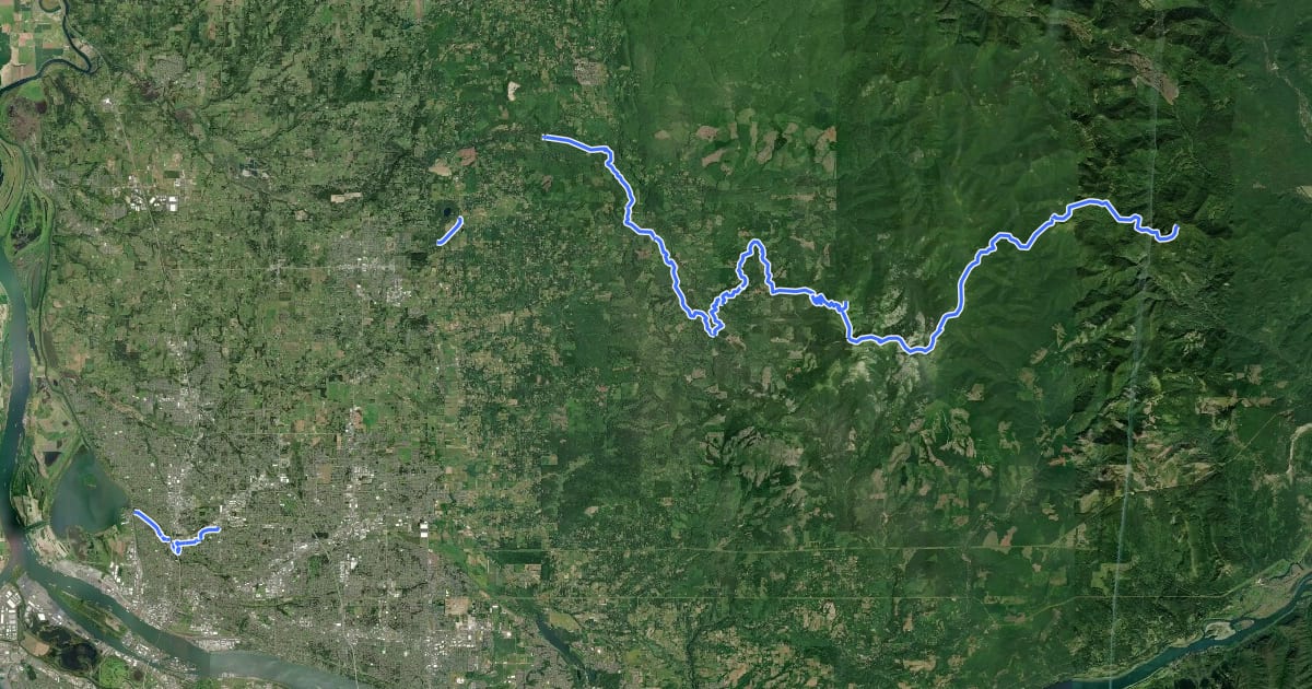 Маршрут Chinook Trail на спутниковом снимке