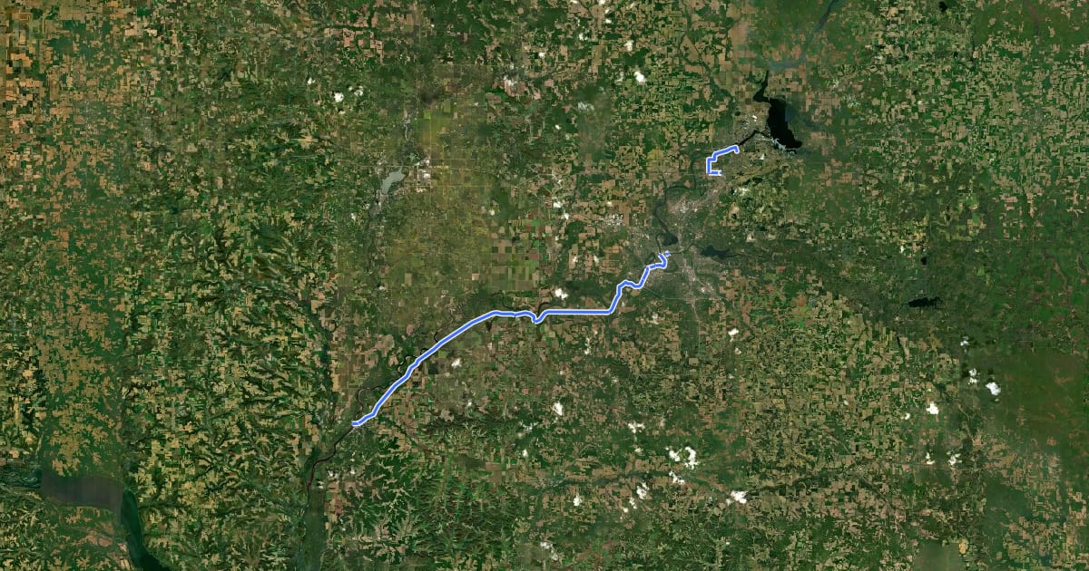 Маршрут Chippewa River State Trail на спутниковом снимке