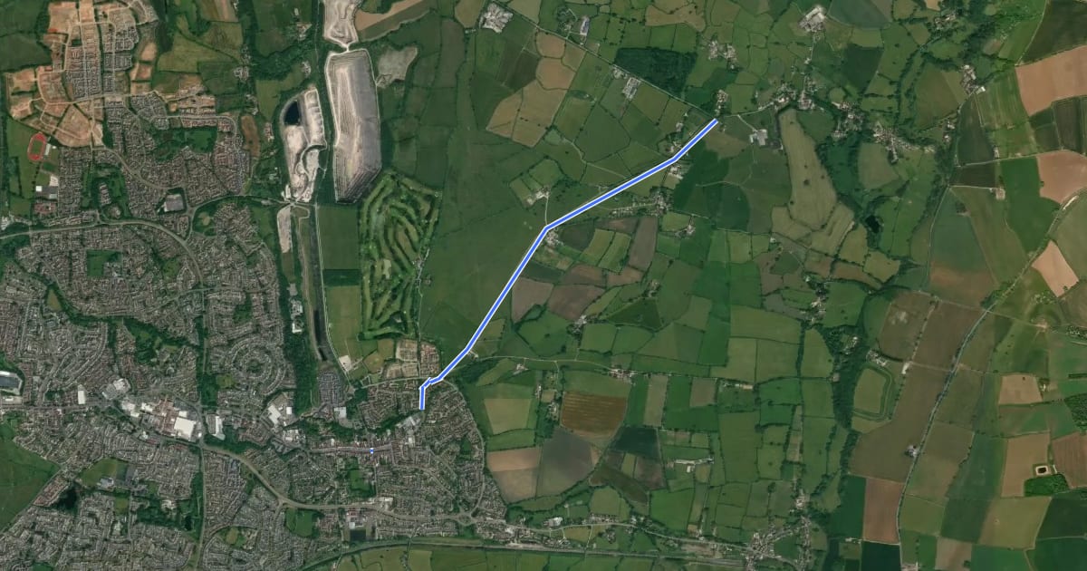 Маршрут Chipping Sodbury Link на спутниковом снимке