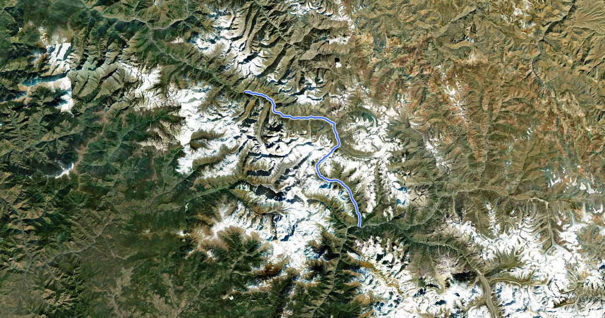 Маршрут Chitkul to Harshil на спутниковом снимке
