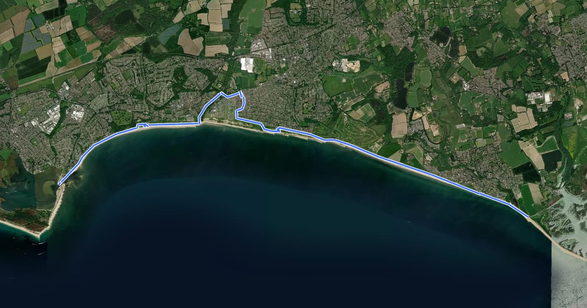 Маршрут Christchurch Bay Way на спутниковом снимке