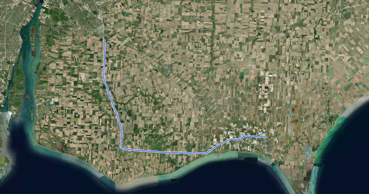 Маршрут Chrysler Greenway Trail на спутниковом снимке