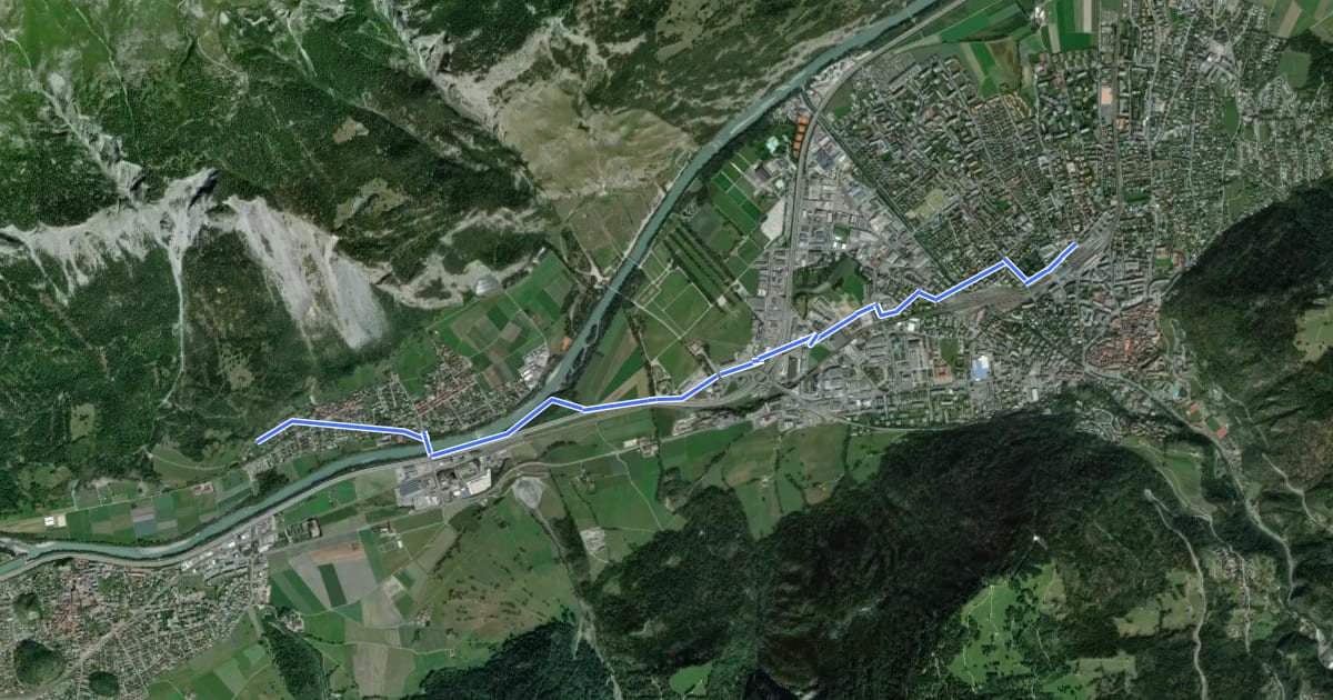 Маршрут Chur-Felsberg на спутниковом снимке