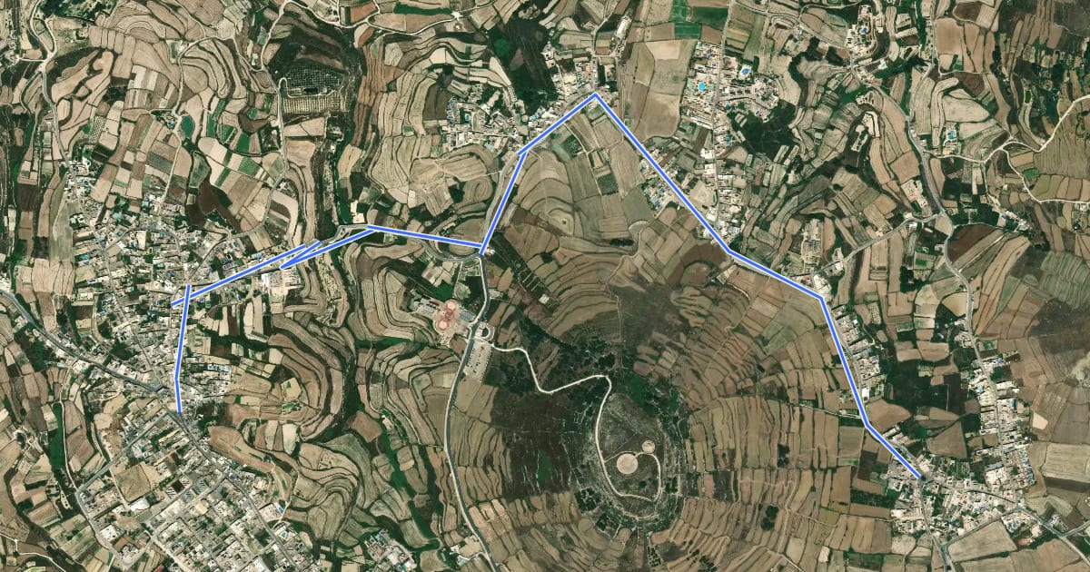 Маршрут Church Trail - Gozo North/North-West на спутниковом снимке