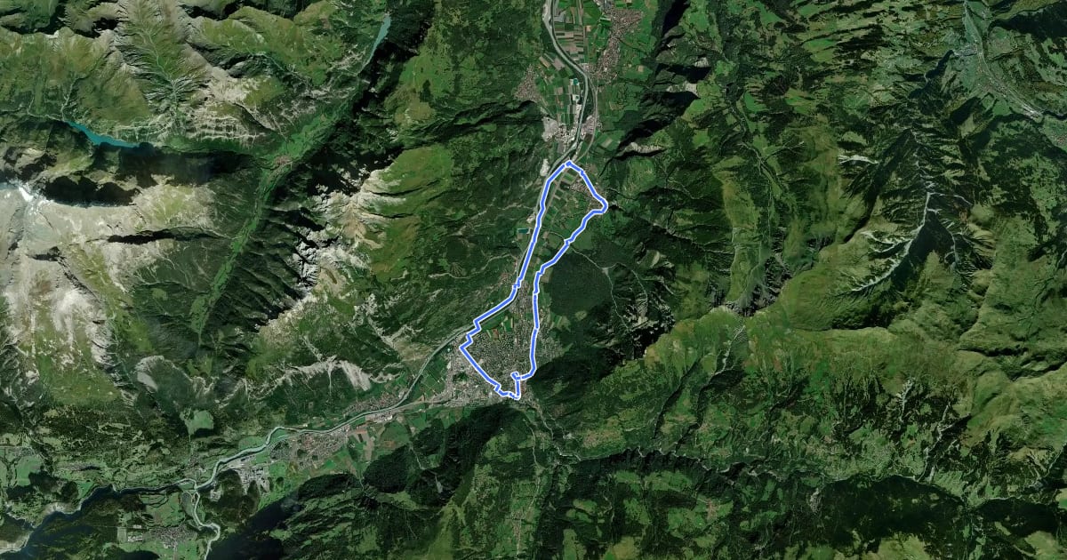 Маршрут Churer Rheinroute на спутниковом снимке
