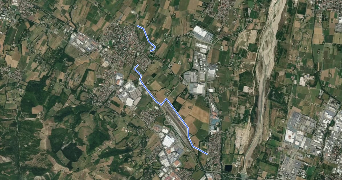Маршрут Ciclabile Casalgrande-Villalunga на спутниковом снимке
