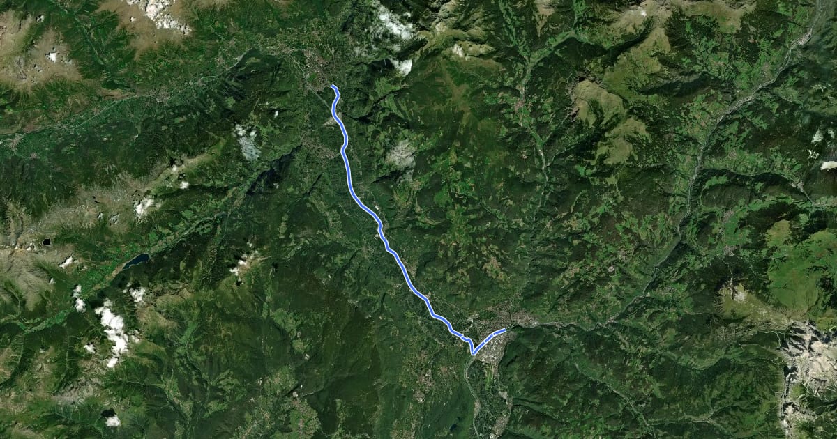 Маршрут Ciclabile della Val d’Adige: da Merano a Bolzano на спутниковом снимке
