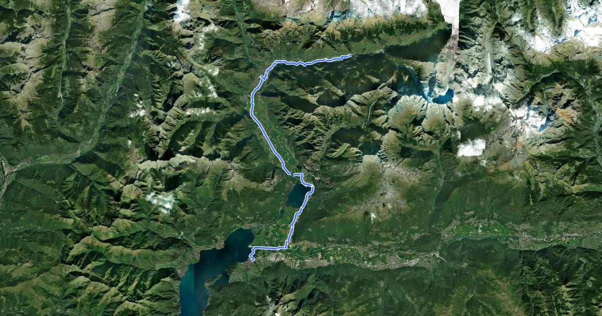 Маршрут Ciclabile della Valchiavenna на спутниковом снимке