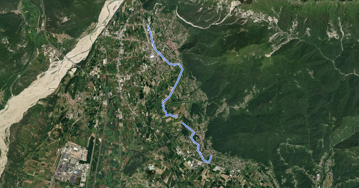 Маршрут Ciclabile Gemona-Artegna на спутниковом снимке