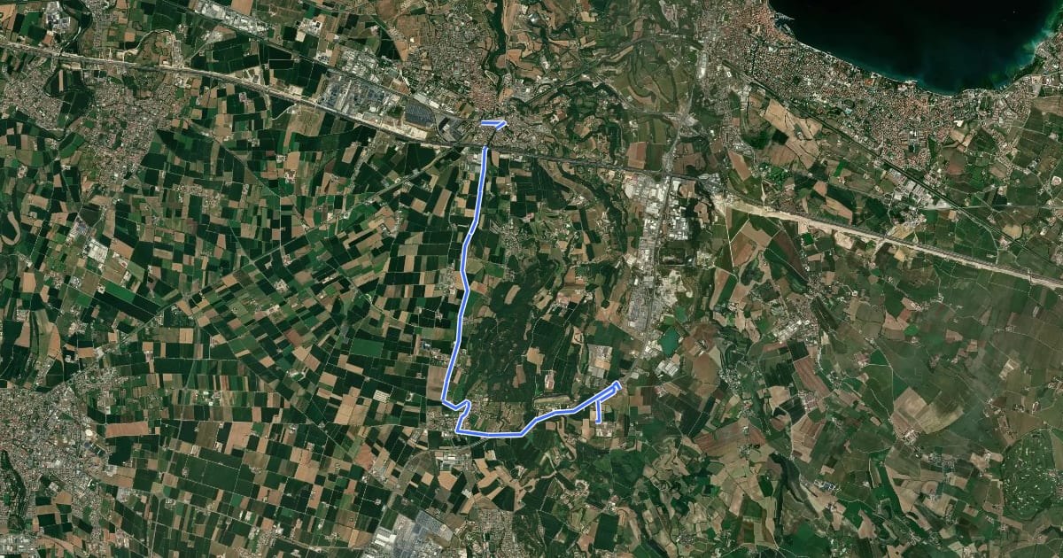 Маршрут Ciclabile Lonato - Castiglione delle Stiviere на спутниковом снимке