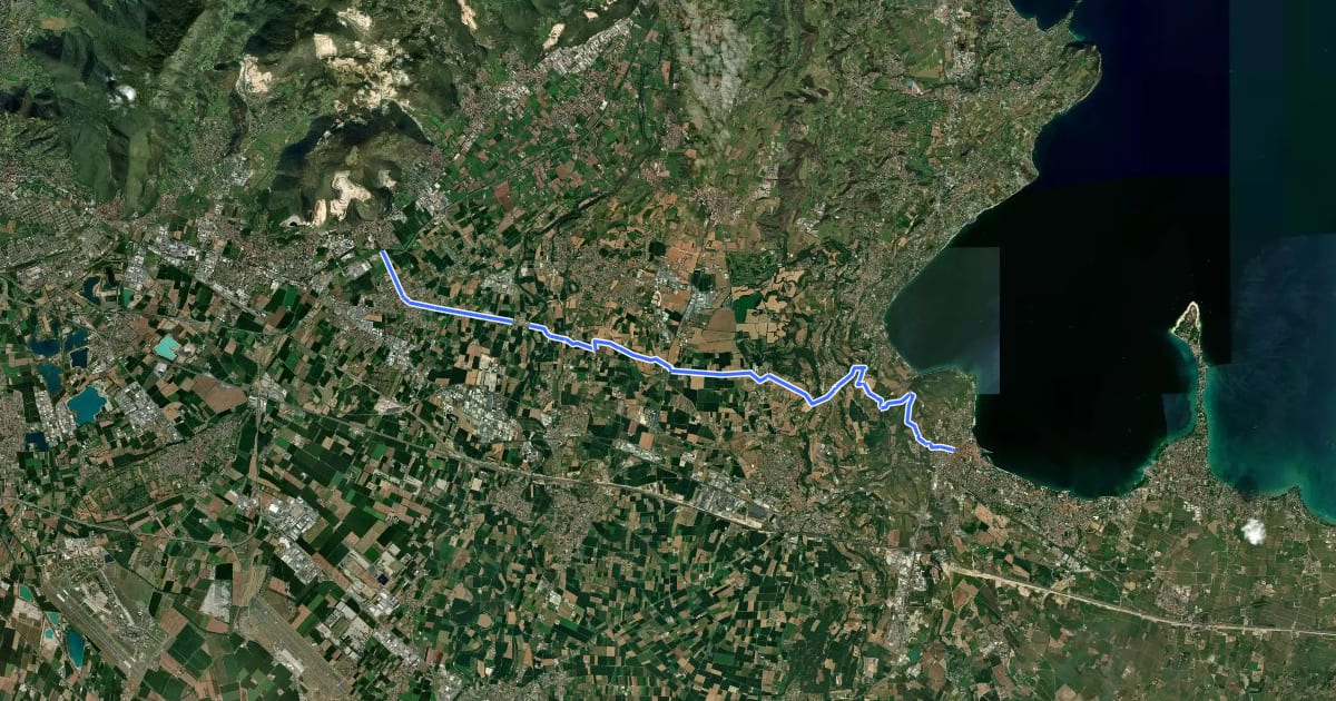 Маршрут Ciclabile Mazzano - Desenzano на спутниковом снимке
