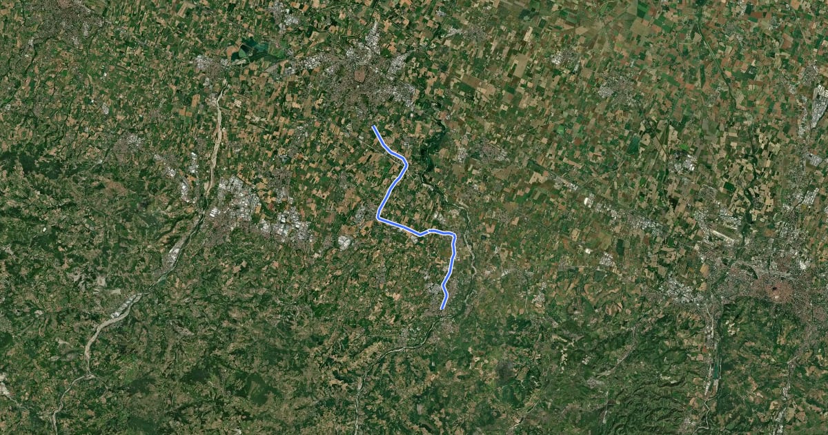 Маршрут Ciclabile Modena - Vignola на спутниковом снимке