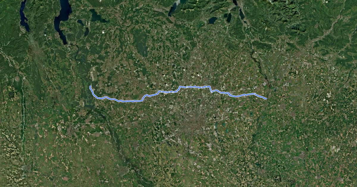 Маршрут Ciclabile Villoresi на спутниковом снимке
