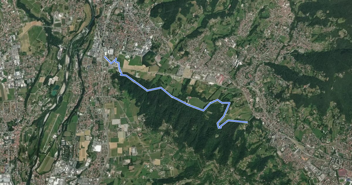 Маршрут Ciclopedonale dei Colli di Bergamo на спутниковом снимке