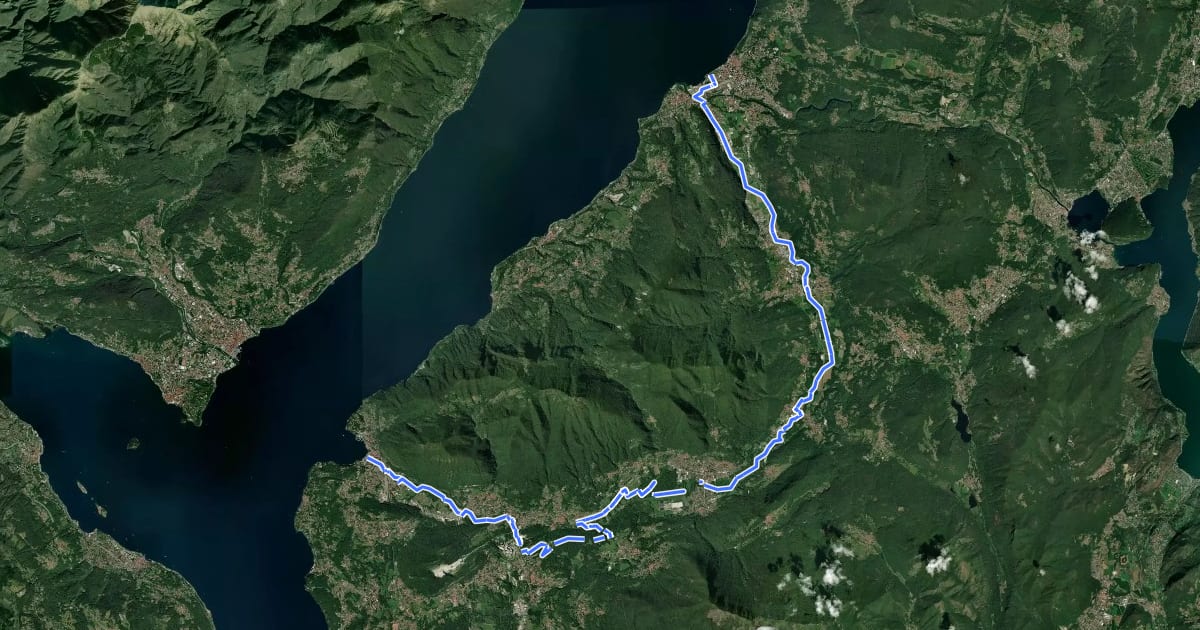 Маршрут Ciclopedonale Valcuvia на спутниковом снимке