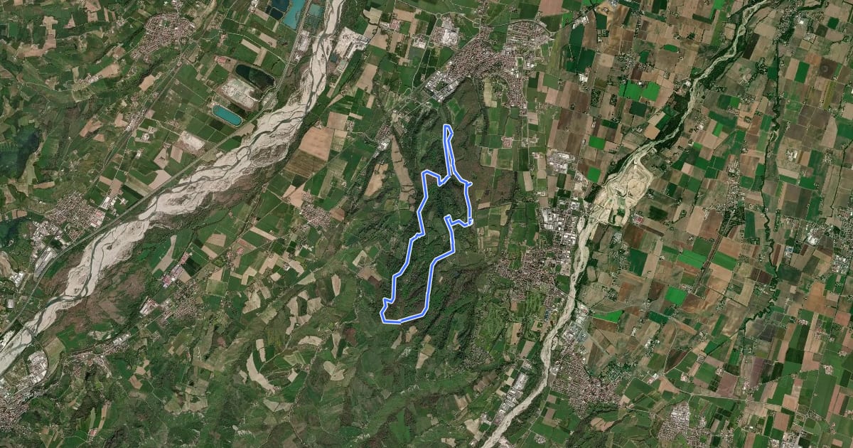 Маршрут Ciclopista MTB del Parco Boschi di Carrega на спутниковом снимке