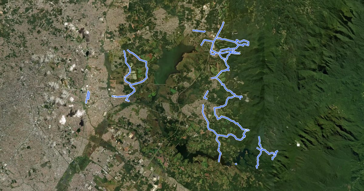 Маршрут Ciclorrota Nascentes do Iguaçu на спутниковом снимке