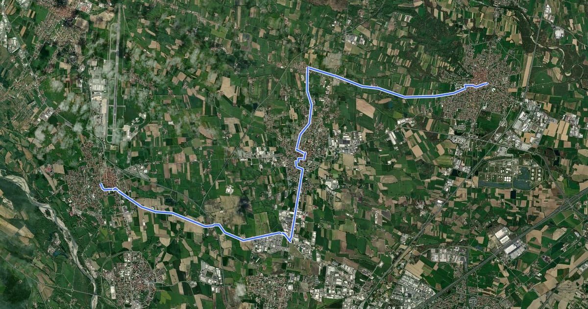 Маршрут Ciclostrada Città Metropolitana di Torino, Caselle - Volpiano на спутниковом снимке