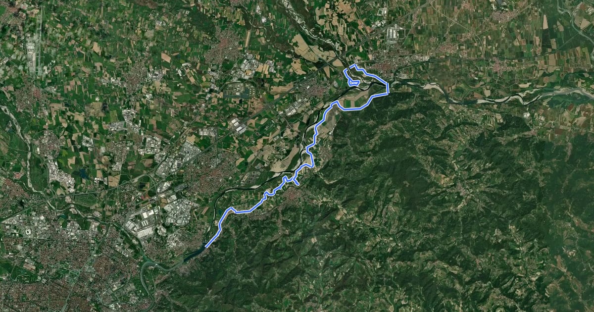 Маршрут Ciclostrada Città Metropolitana di Torino, San Mauro - Chivasso на спутниковом снимке