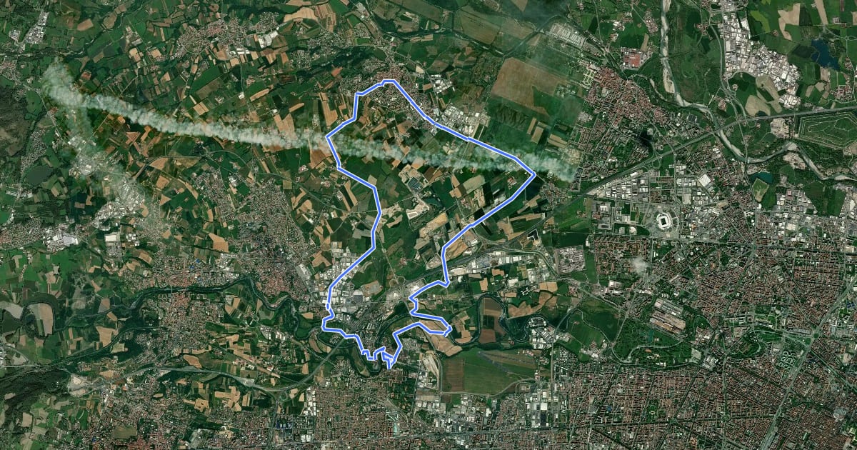 Маршрут Ciclostrada Terre dell'Ovest - Anello naturalistico periurbano (Collegno) на спутниковом снимке
