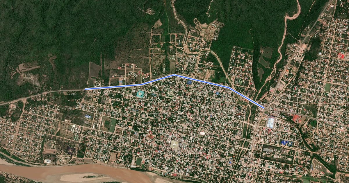 Маршрут Ciclovía Avenida Periférica на спутниковом снимке