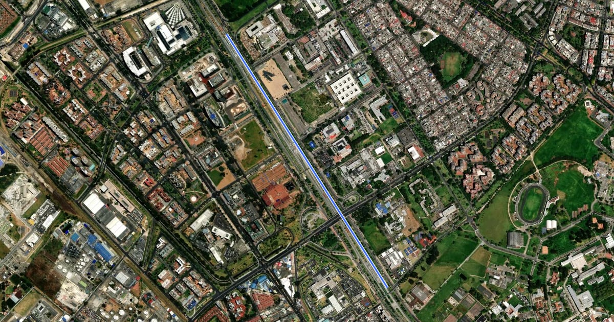 Маршрут Ciclovía Centro4 - Calle 26 Oriental (norte) на спутниковом снимке