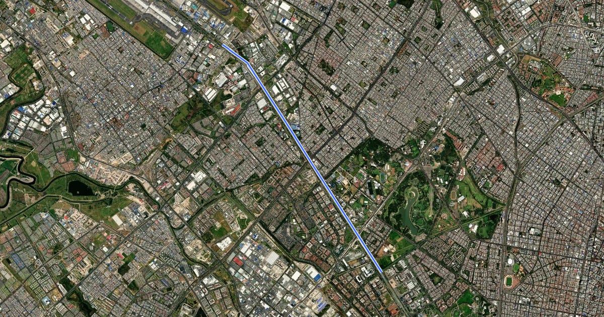 Маршрут Ciclovía Centro5 - Calle 26 Occidental (norte) на спутниковом снимке