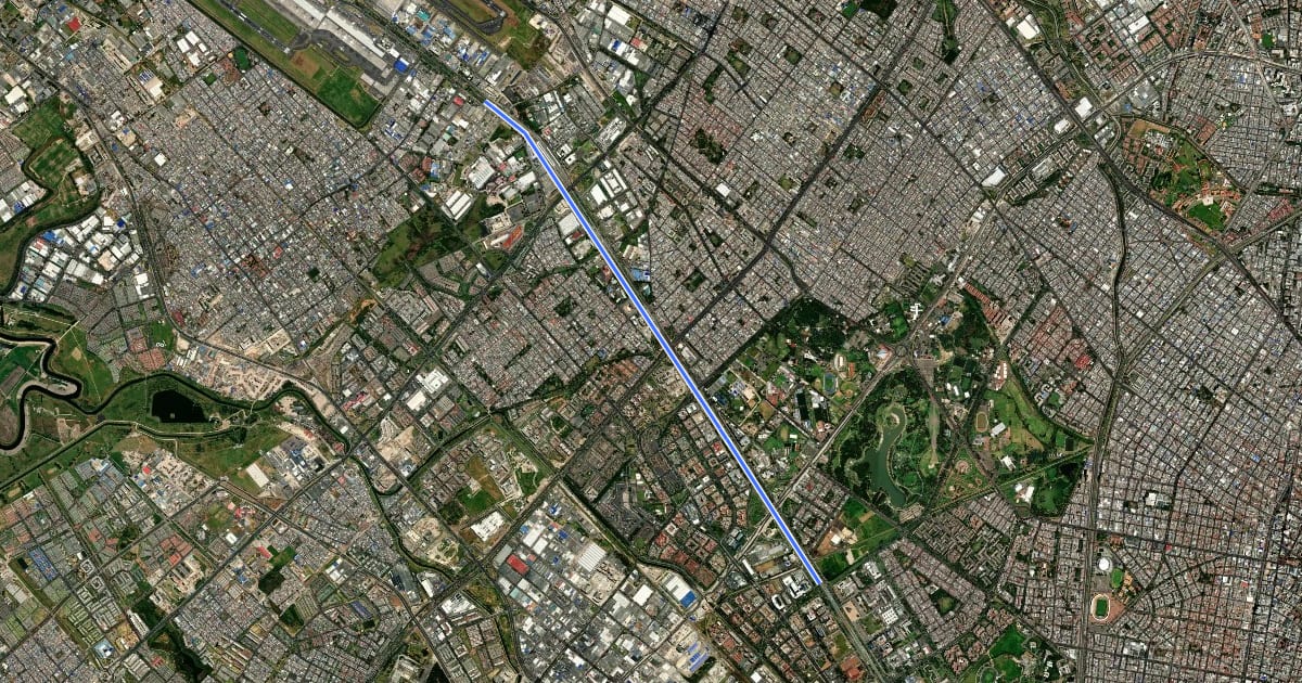 Маршрут Ciclovía Centro5 - Calle 26 Occidental (sur) на спутниковом снимке