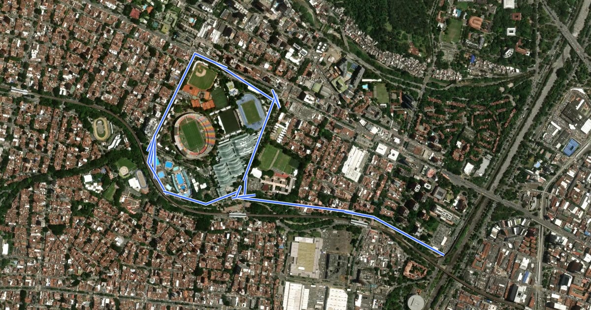 Маршрут Ciclovía del Estadio на спутниковом снимке