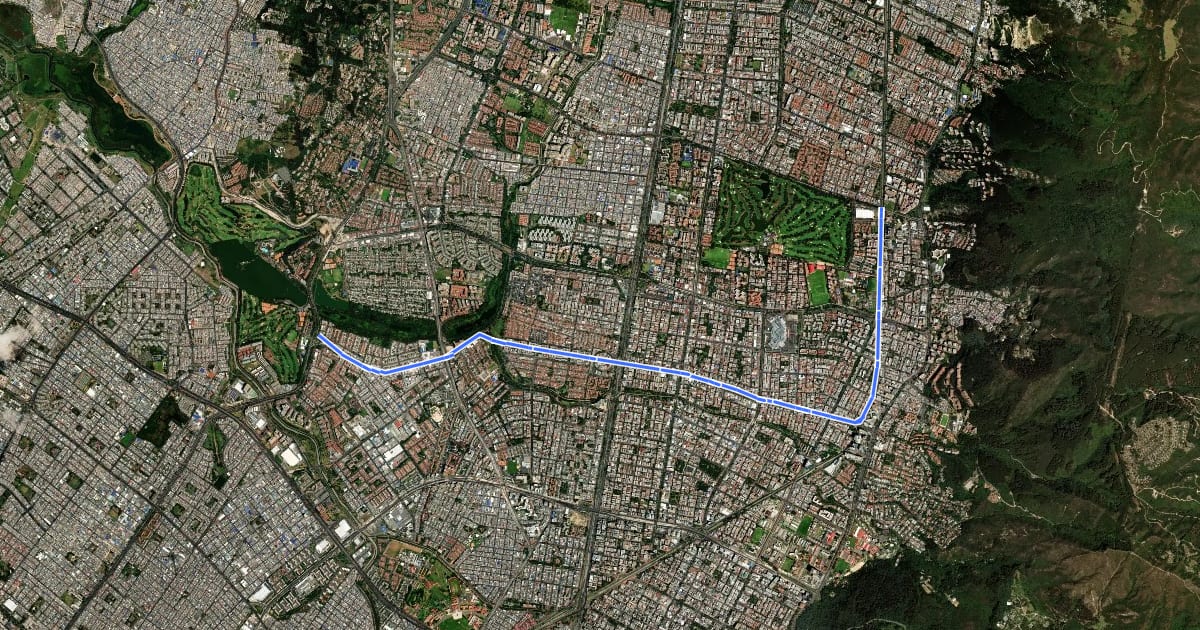 Маршрут Ciclovía Norte2 - Avenida Pepe Sierra (Calle 116, Carrera 9) на спутниковом снимке