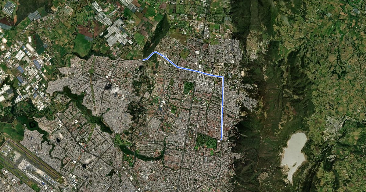 Маршрут Ciclovía Norte4 - Avenida Carrera 9, Calle 170 на спутниковом снимке