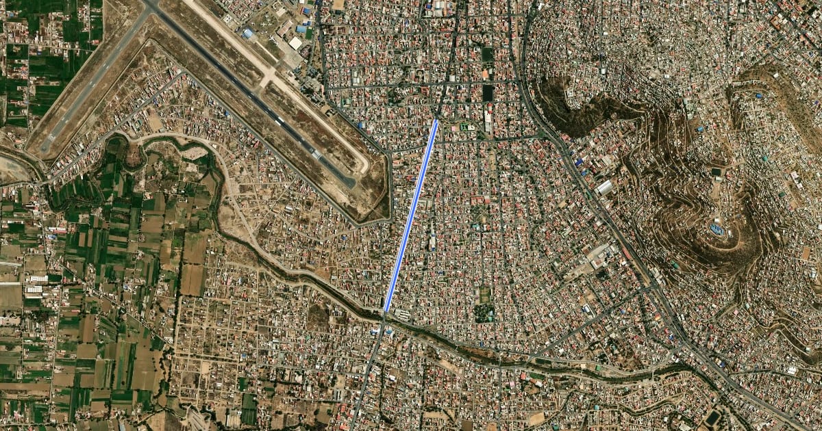 Маршрут Ciclovía Panamericana на спутниковом снимке