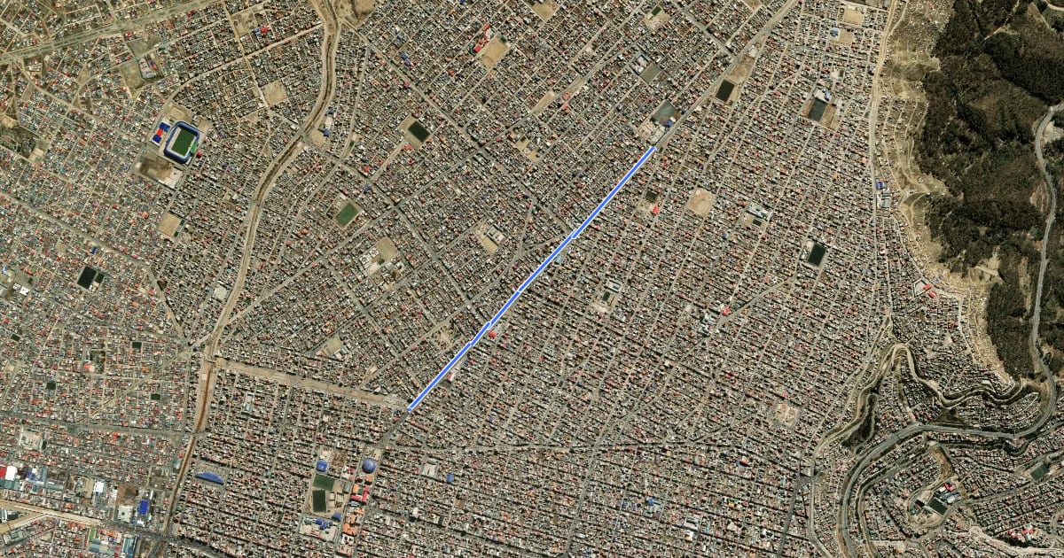Маршрут Ciclovía Recreativa Dominical Avenida Santa Vera Cruz на спутниковом снимке