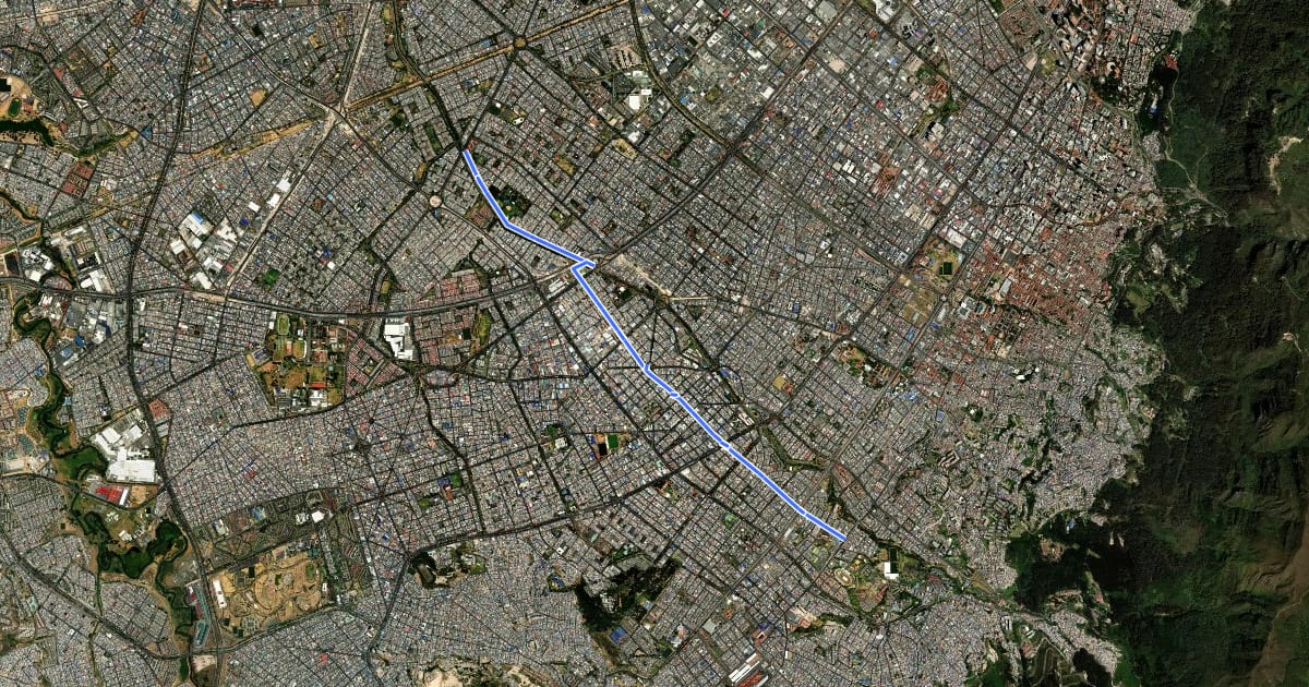 Маршрут Ciclovía Sur3 - Calle 17 Sur y Calle 39 Sur на спутниковом снимке