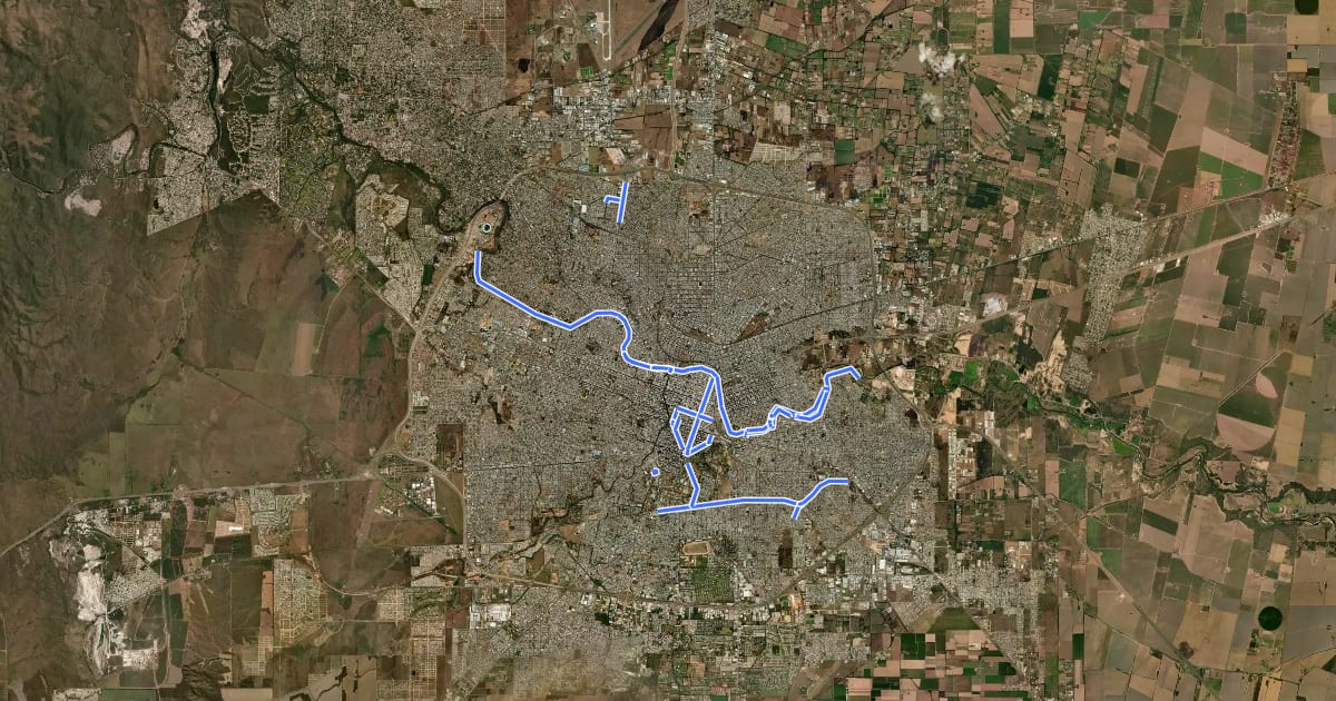 Маршрут Ciclovías de Córdoba на спутниковом снимке