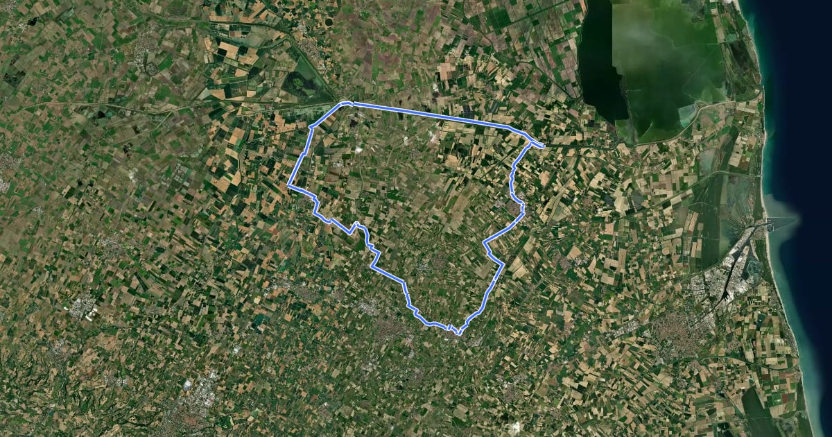 Маршрут Ciclovia AL.BA.CO на спутниковом снимке