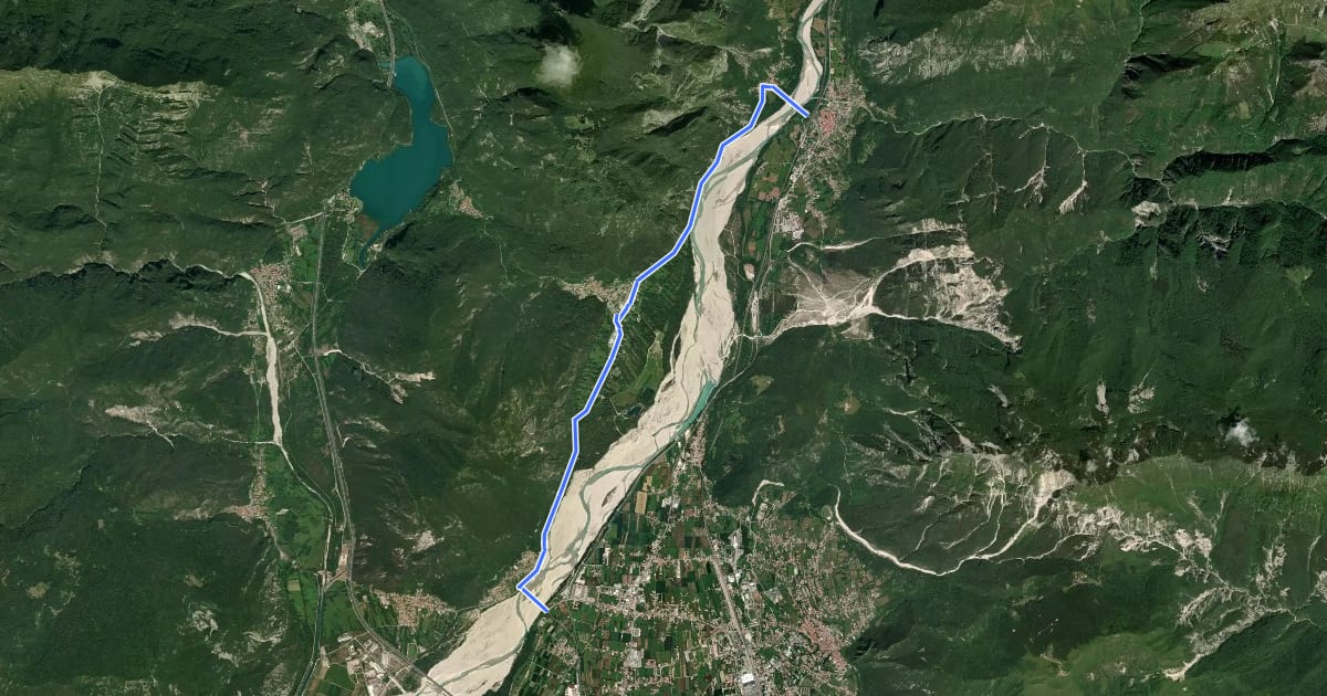 Маршрут Ciclovia Alpe Adria Radweg variante di Bordano на спутниковом снимке