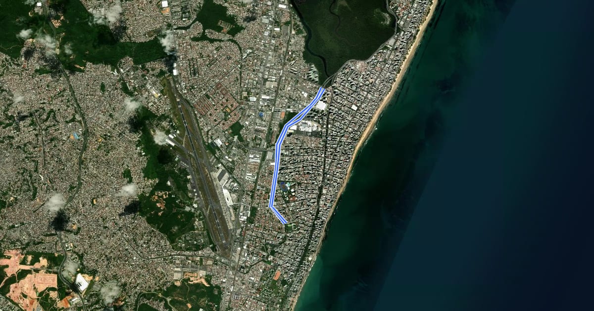 Маршрут Ciclovia Av. Des. José Neves/ Av. Dom João VI на спутниковом снимке